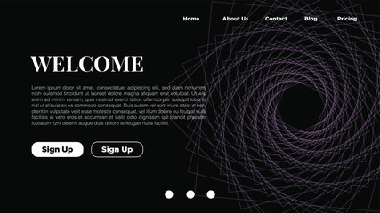 Asbtract vibrant background design. Landing page template with ethereal wavy shapes.
