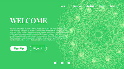 Asbtract vibrant background design. Landing page template with ethereal wavy shapes.