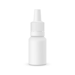 Nasal dropper bottle mockup, e-liquid packaging container, isolated on white background. Vector illustration