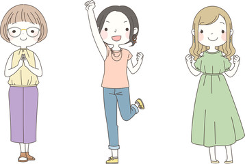 女子全身絵のセット