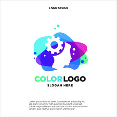 Colorful head gare logo vector, Business logo designs template, design concept, logo, logotype element for template