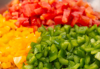 Fresh vegetables cutting for Pizza