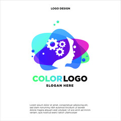 Colorful head gare logo vector, Business logo designs template, design concept, logo, logotype element for template