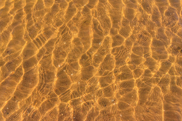 Texture of ripple sea water with sand bottom for background