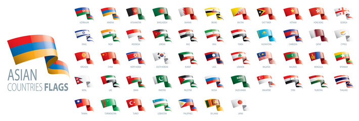 National flags of Asian countries. Vector illustrations