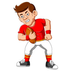 Strong football player cartoon