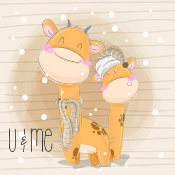 Cute animal cartoon giraffe illustration for kids