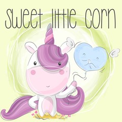 Cute animal cartoon animal unicorn illustration for kids
