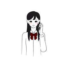スマホで電話をする女子学生