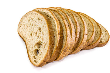 slices of rye bread isolated on a white background.