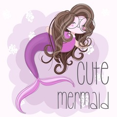 Cute animal cartoon animal mermaids illustration for kids