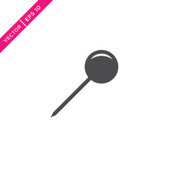 Pushpin Icon, Vector in Glyph Style