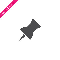 Pushpin Icon, Vector in Glyph Style
