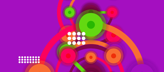 Obraz na płótnie Canvas Flat style geometric abstract background, round dots or circle connections on color background. Technology network concept.