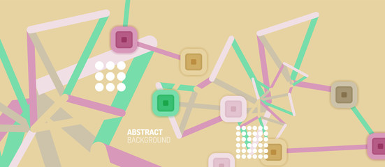 Abstract square dot connections, flat style multicolored geometric background for Wallpaper, Banner, Background, Card, Book Illustration, landing page or poster design