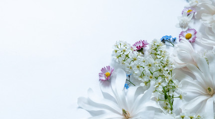 Arrangement with spring flowers for weddings or greeting cards with copy space