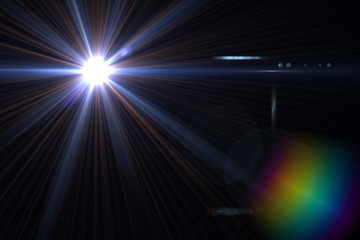 Obraz premium Abstract Natural Sun flare on the black background, flare light transition, effects sunlight, lens flare