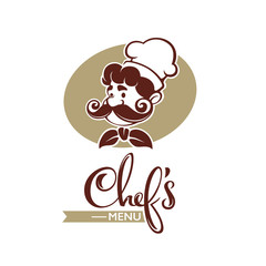 Professional Man Chef with large mustache for your menu logo or label