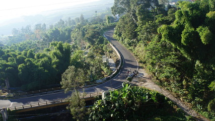Fototapeta na wymiar view of the road in Mount Sindoro, Sigandul area, Central Java, Indonesia