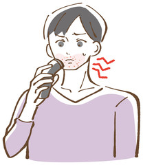 シェイバーで肌が炎症を起こしている男性　イラスト
