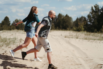 Traveling, camping, open air party. Group of friends enjoying vacation together. Vacation, sightseeing friendship