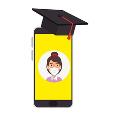 online education graduated woman isolated icon vector illustration design