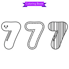 coloring book cute number 7