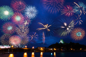 fireworks over the castle on the hill