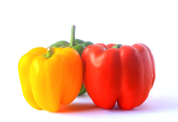 Three Bell Pepper isolated on white background