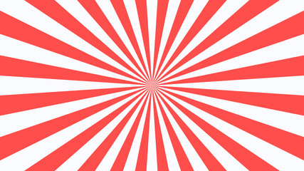 Abstract starburst background with red rays. Banner vector illustration.