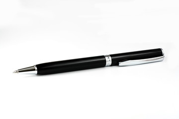 black metal pen isolated on white background, executive pen, desk pen