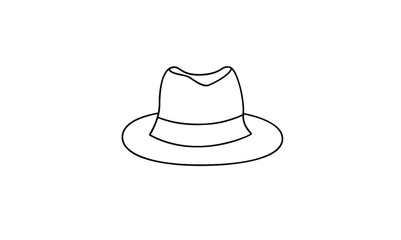 straw hat silhouette outline black white logo icon design vector illustration