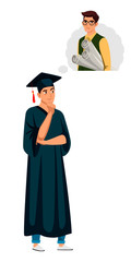 Vector character illustration of graduate chooses profession