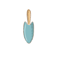 garden scoop,Trowelthe mortar on white background, spade Hand-Drawn gardening tools