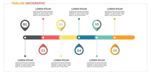 timeline infographic with six topic.