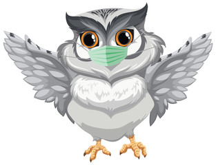 Owl cartoon character wearing mask