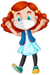 Happy girl cartoon character wearing mask