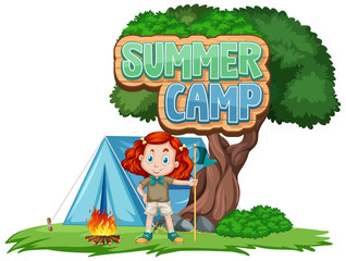 Font design for summer camp with cute kid at park