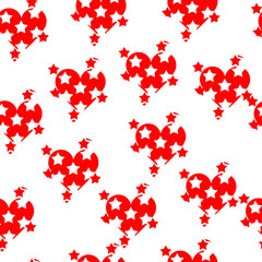 
Red hearts and stars on a white background. Original, unusual ornament. Seamless vector pattern for packaging, wallpaper, textile, fabric