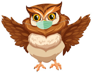 Owl cartoon character wearing mask
