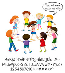 English phrase with people in actions on white background