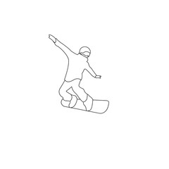 line snowboarder flat black logo icon design vector illustration isolated background