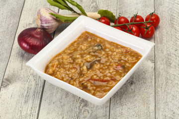 Caucasian Kharcho soup with beef meat