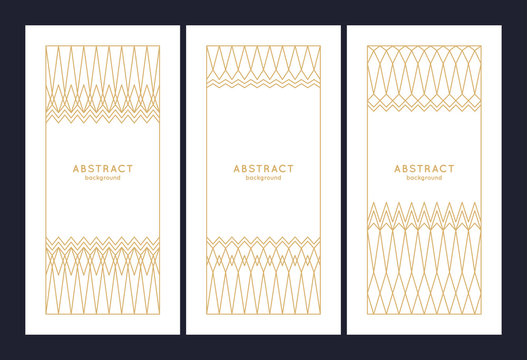 Minimalist postcard for text. Geometric illustration with gold lines.
