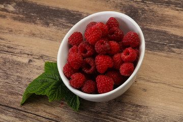 Red bright ripe sweet raspberry