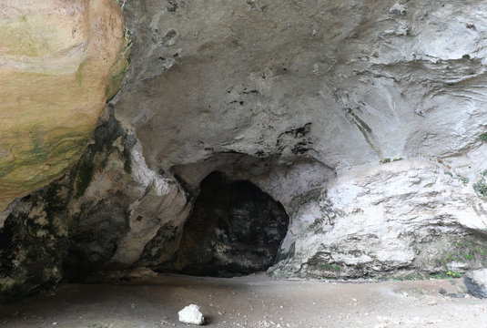 Ancient Cave In The Rock Used As A Dwelling By Primitive Men Dur