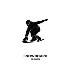 snowboarder silhouette black logo icon design vector illustration isolated background