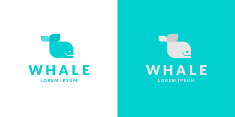 Minimalistic logo of a smiling whale. Modern vector illustration. © aleksei_derin