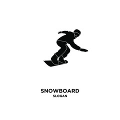 Obraz premium snowboarder silhouette black logo icon design vector illustration isolated background