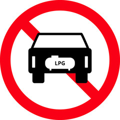 LPG car ban sign, symbol, Vector illustration